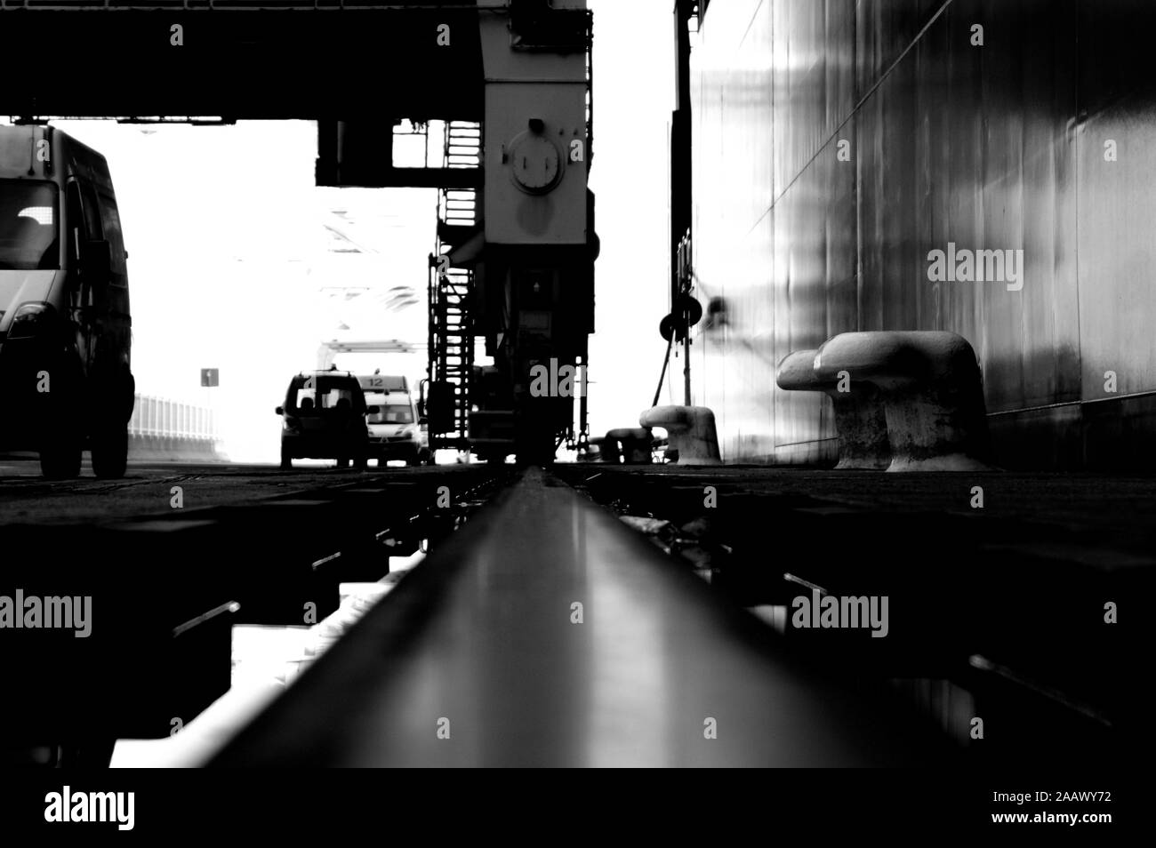 Railway tracks through industrial area Stock Photo Alamy