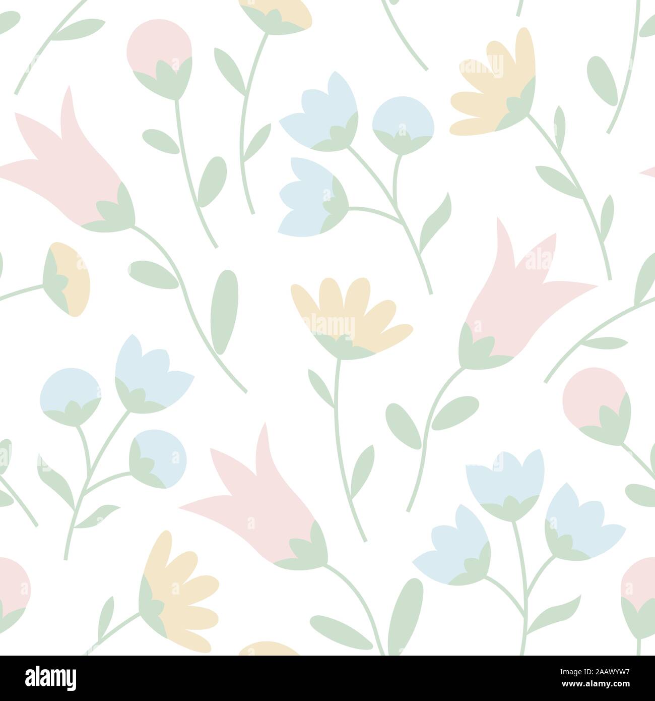 Seamless pattern with wildflowers in pastel colors. Summer floral background. Vector illustration EPS10 Stock Vector
