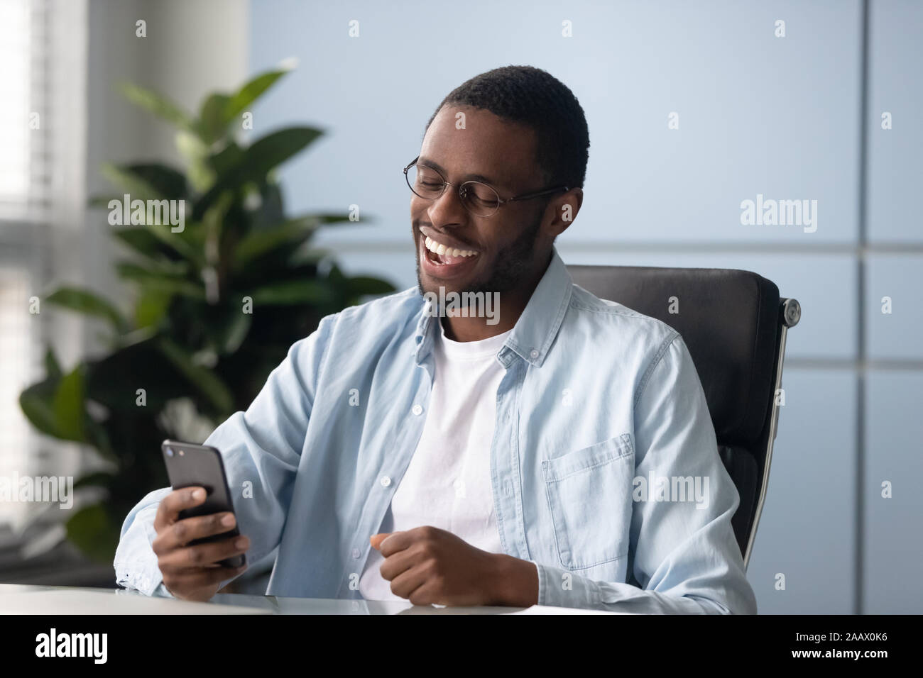 Excited african american male hi-res stock photography and images - Alamy
