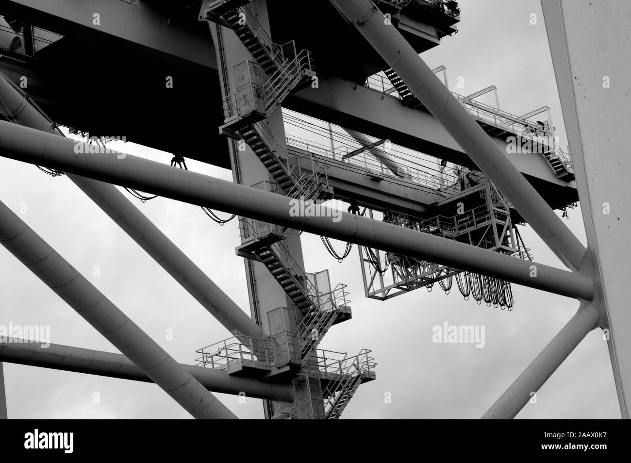 Cargo Cranes in Industrial Port Stock Photo - Alamy