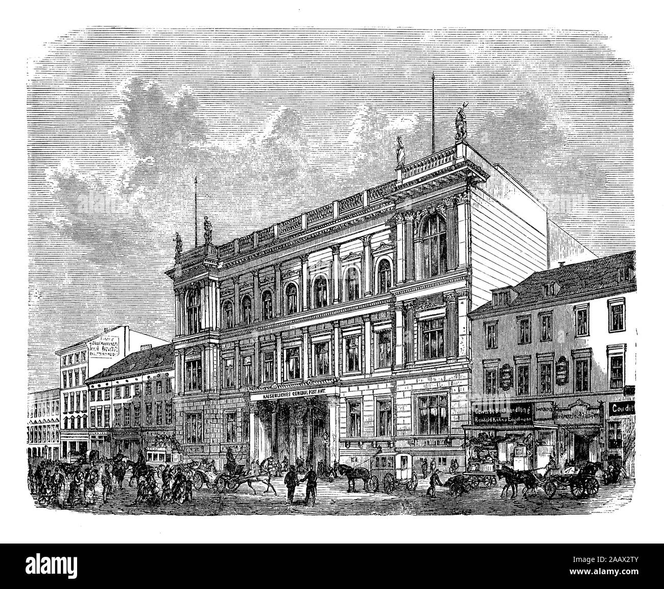Berlin, Germany - Central post office (German Reichspost)  19th century, cable connected with thousands of local telegraph offices in the country. Stock Photo
