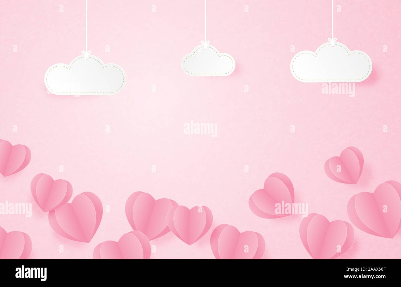 Heart background with light pink paper cut hearts Vector Image