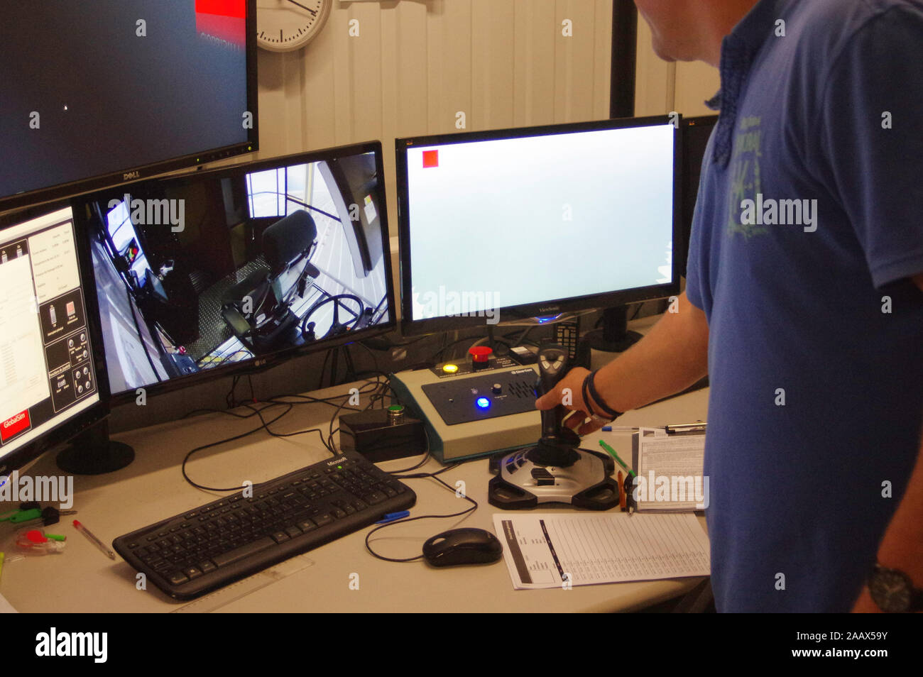 Simulator for training of drivers. Machine control Stock Photo - Alamy