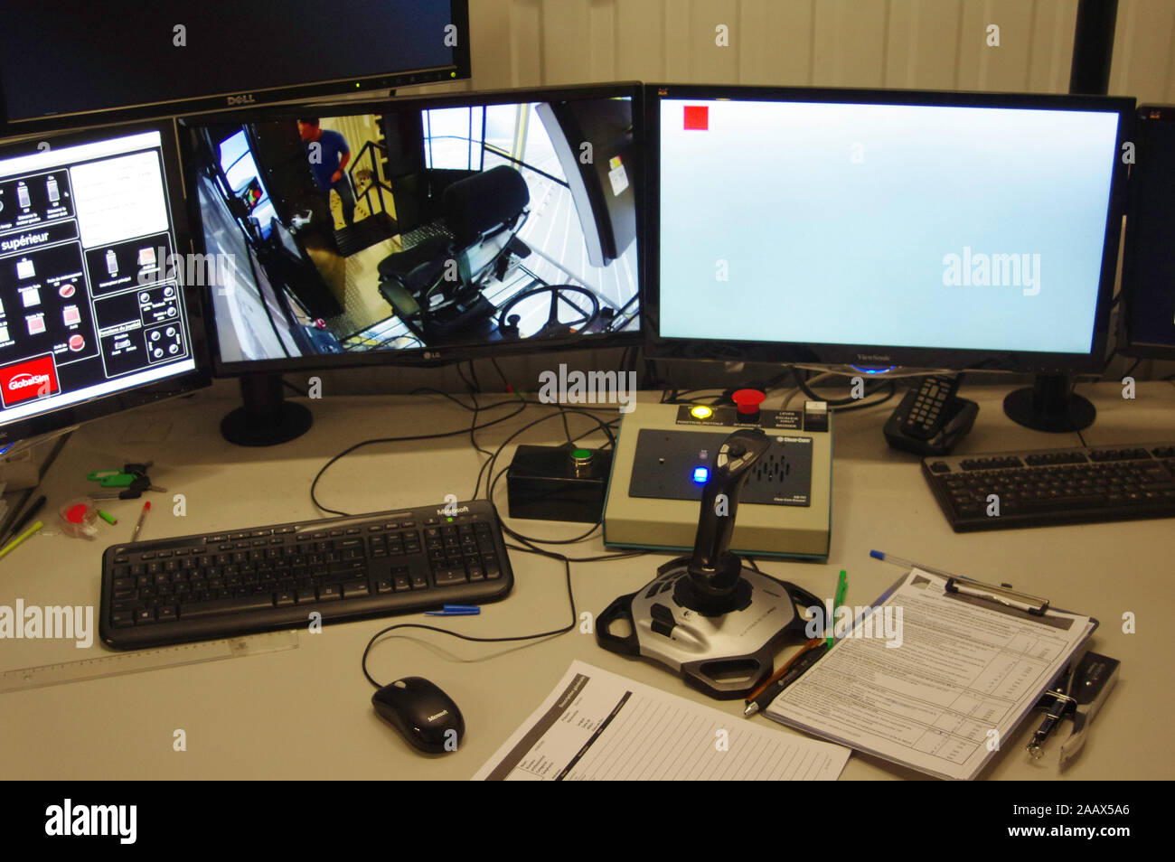 Simulator for training of drivers. Machine control Stock Photo - Alamy