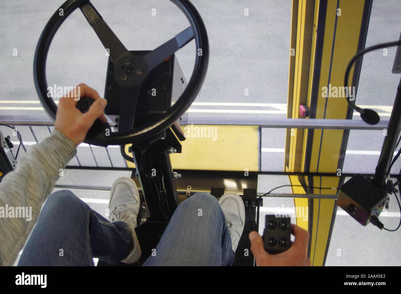 Simulator for training of drivers. Machine control Stock Photo - Alamy