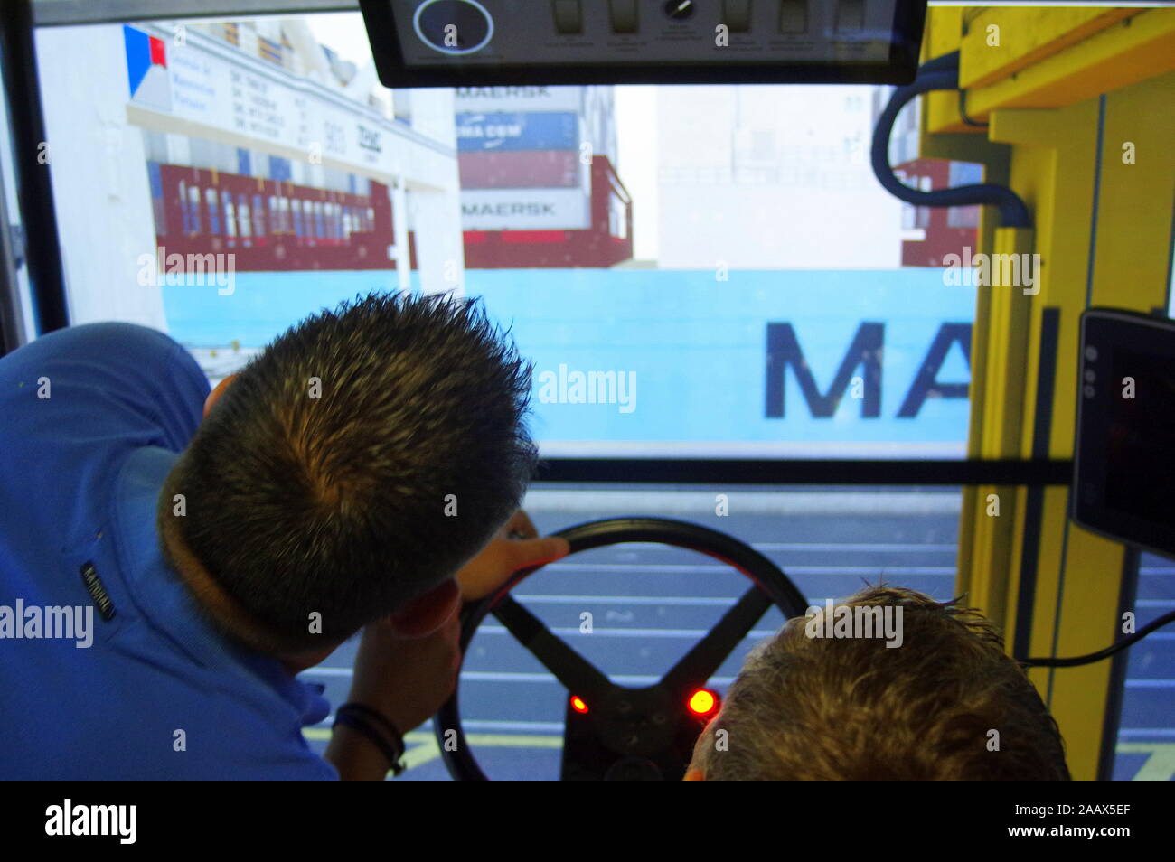 Simulator for training of drivers. Machine control Stock Photo - Alamy