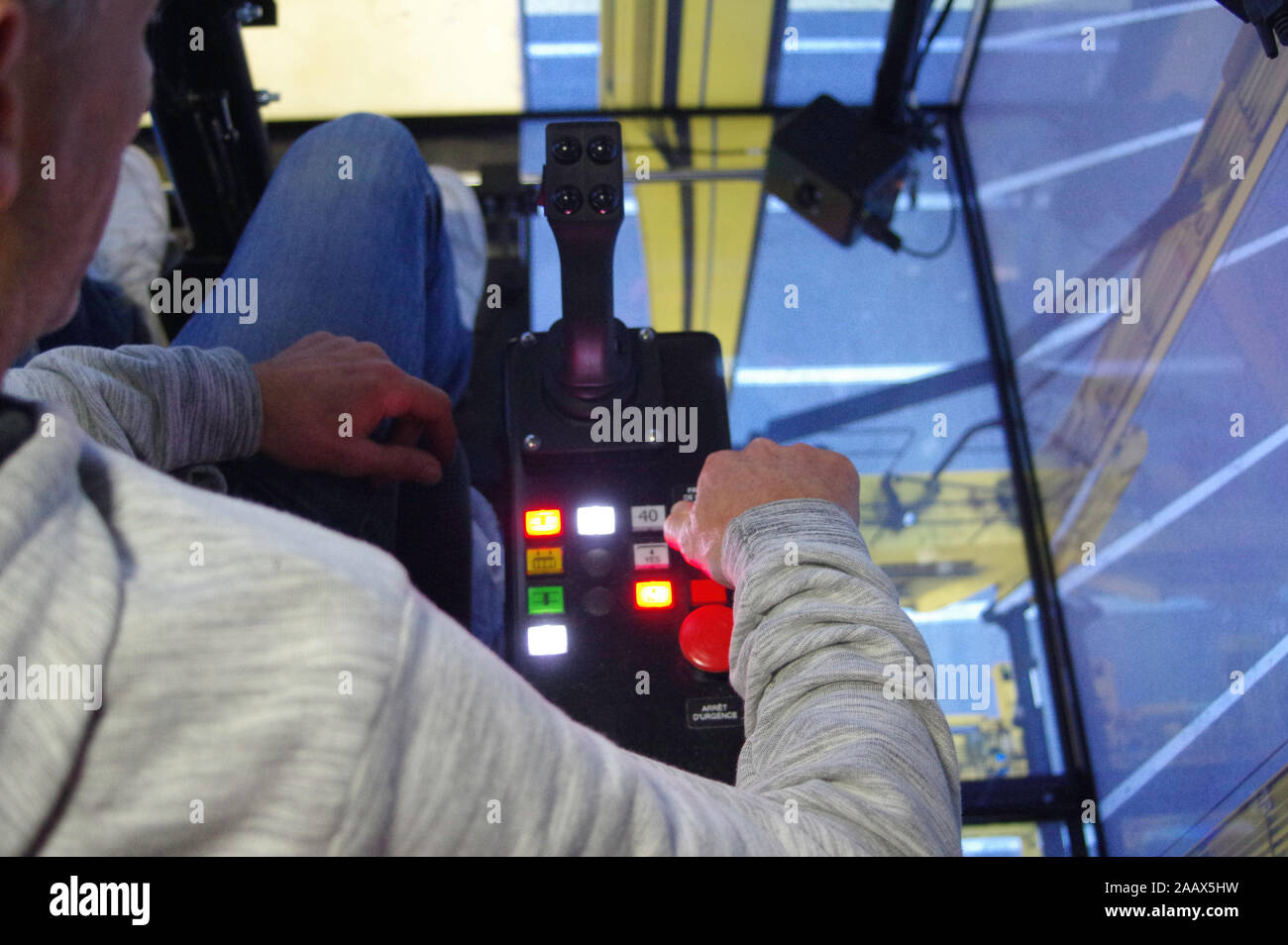 Simulator for training of drivers. Machine control Stock Photo - Alamy