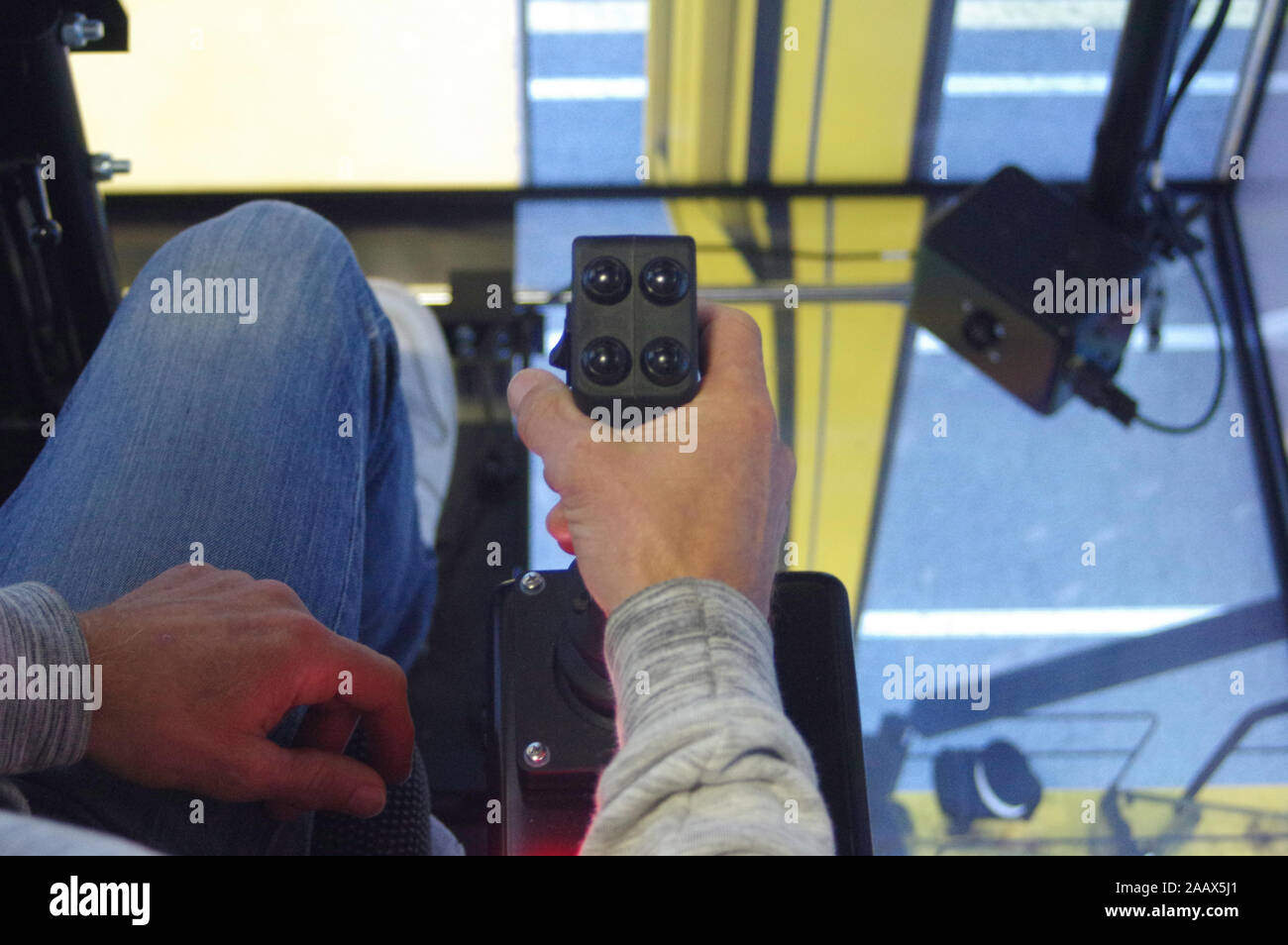 Simulator for training of drivers. Machine control Stock Photo - Alamy