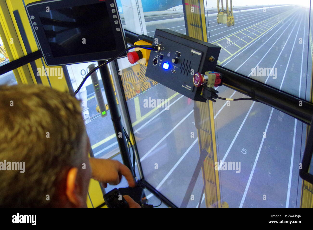 Simulator for training of drivers. Machine control Stock Photo - Alamy