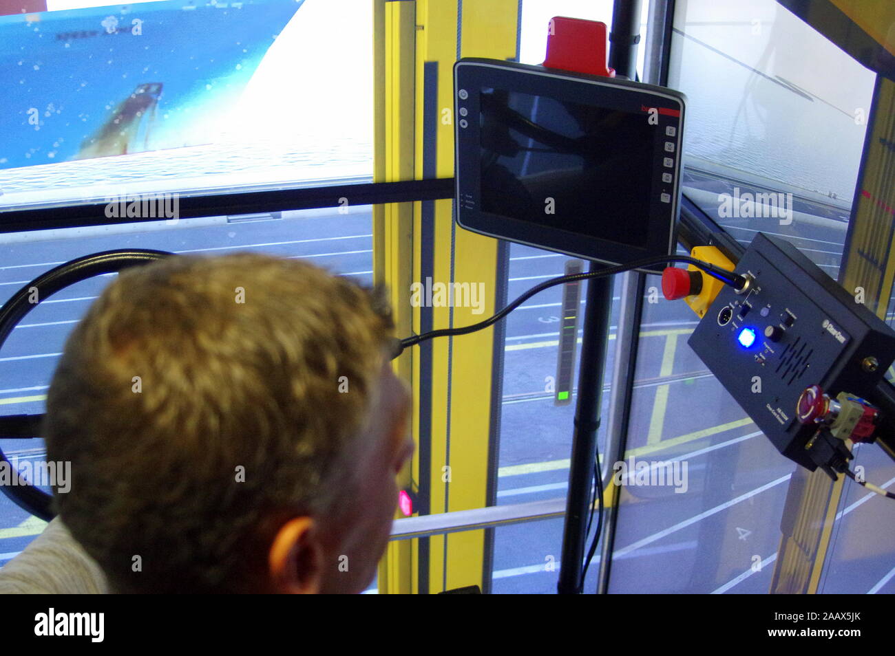 Simulator for training of drivers. Machine control Stock Photo - Alamy