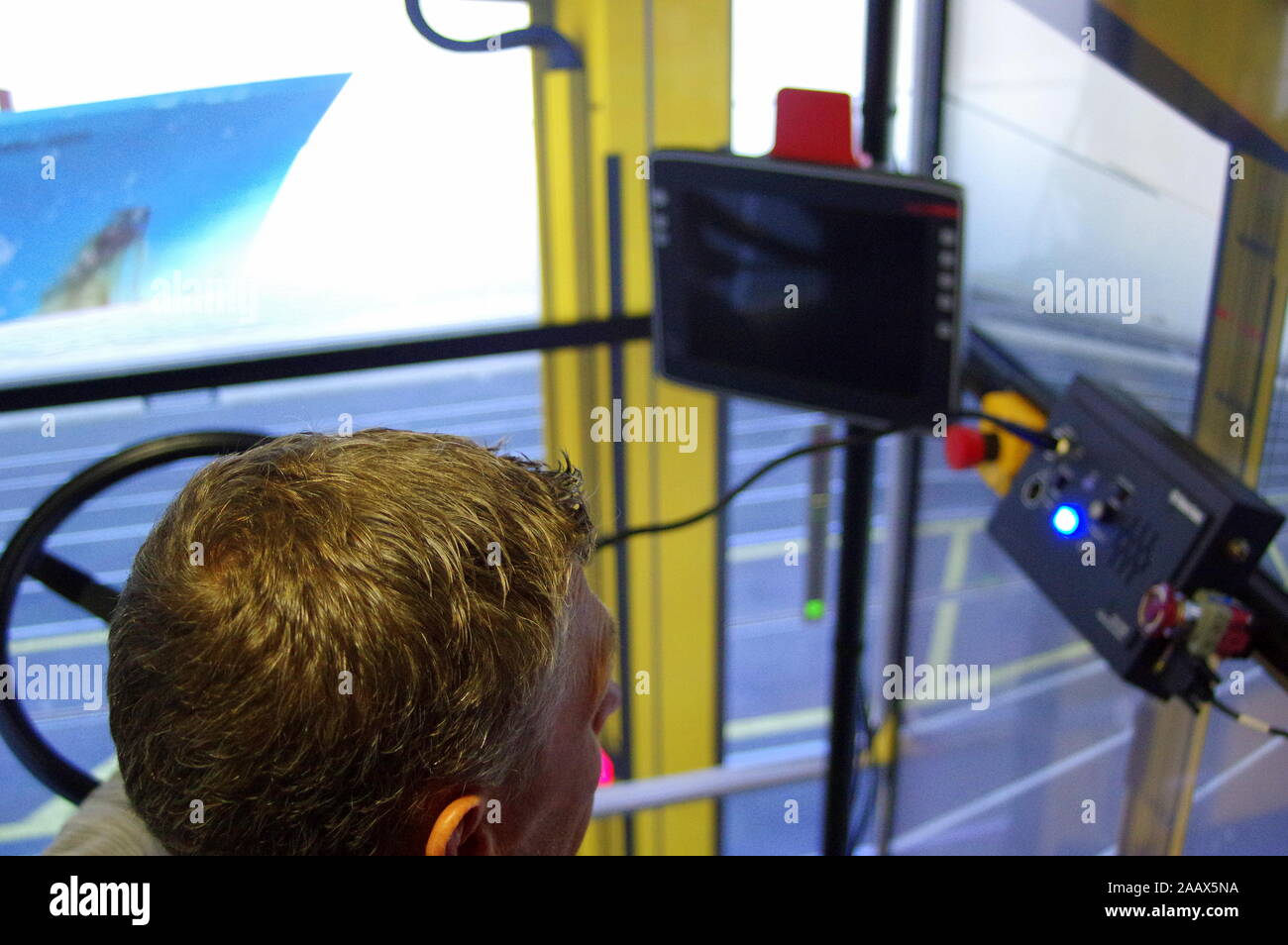 Simulator for training of drivers. Machine control Stock Photo - Alamy