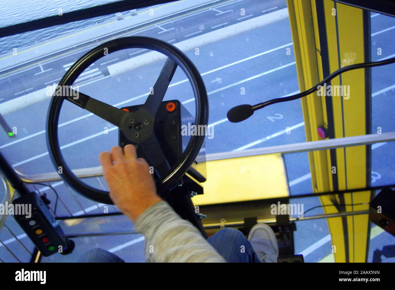 Simulator for training of drivers. Machine control Stock Photo - Alamy
