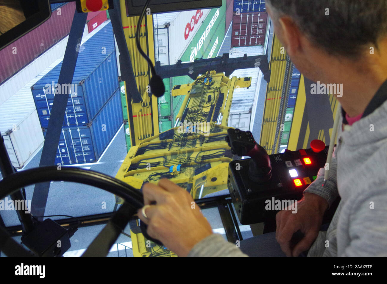 Simulator for training of drivers. Machine control Stock Photo - Alamy