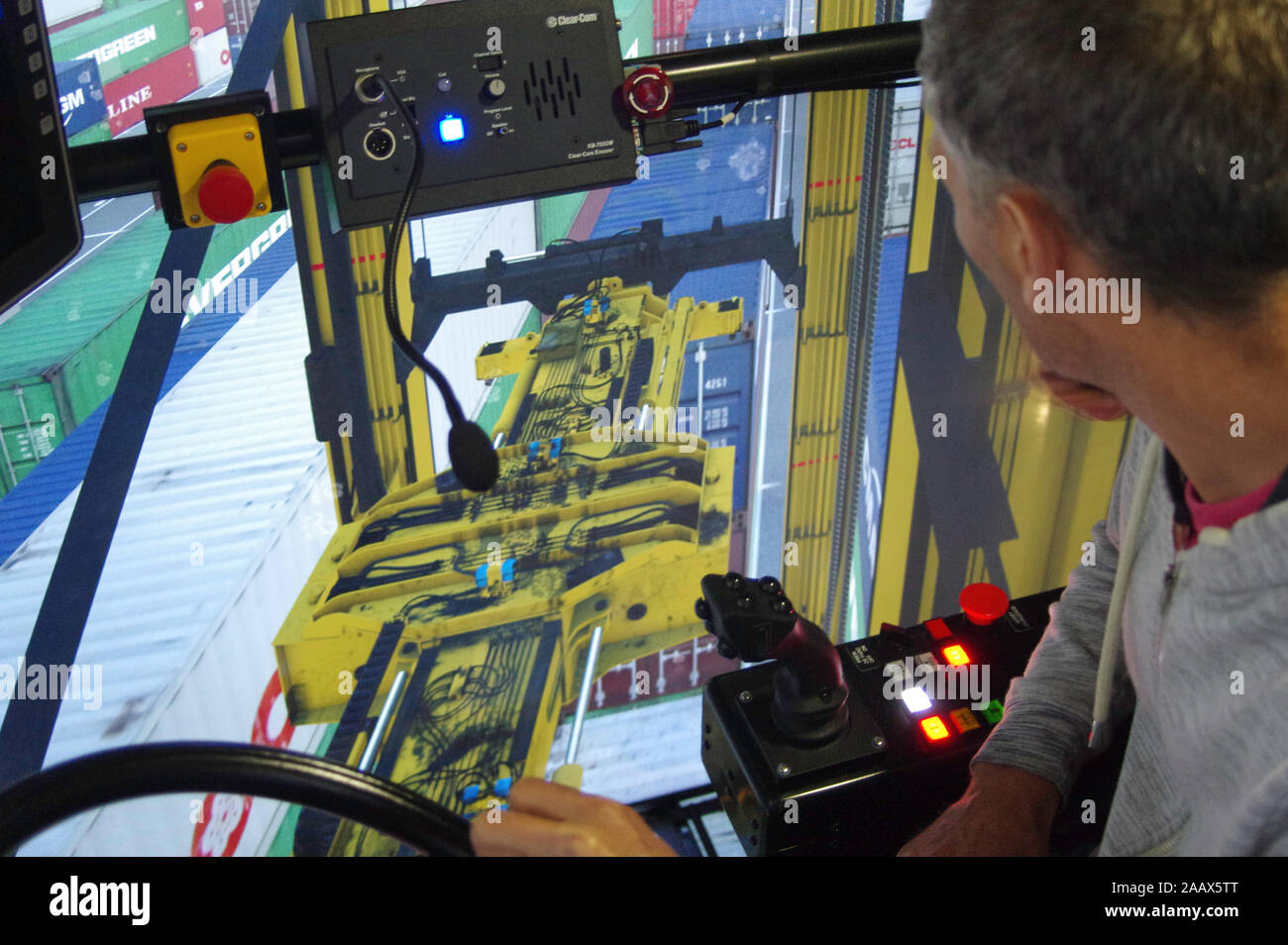 Simulator for training of drivers. Machine control Stock Photo - Alamy