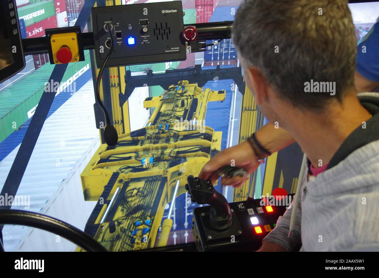 Simulator for training of drivers. Machine control Stock Photo - Alamy