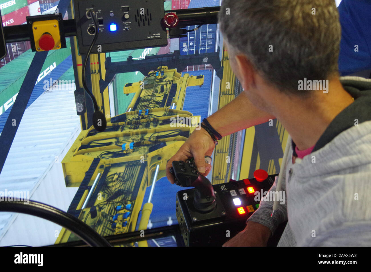Simulator for training of drivers. Machine control Stock Photo - Alamy