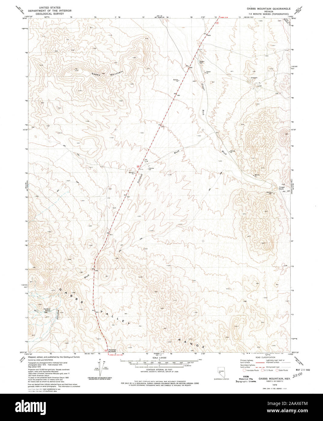 USGS TOPO Map Nevada NV Gabbs Mountain 318800 1979 24000 Restoration Stock Photo Alamy