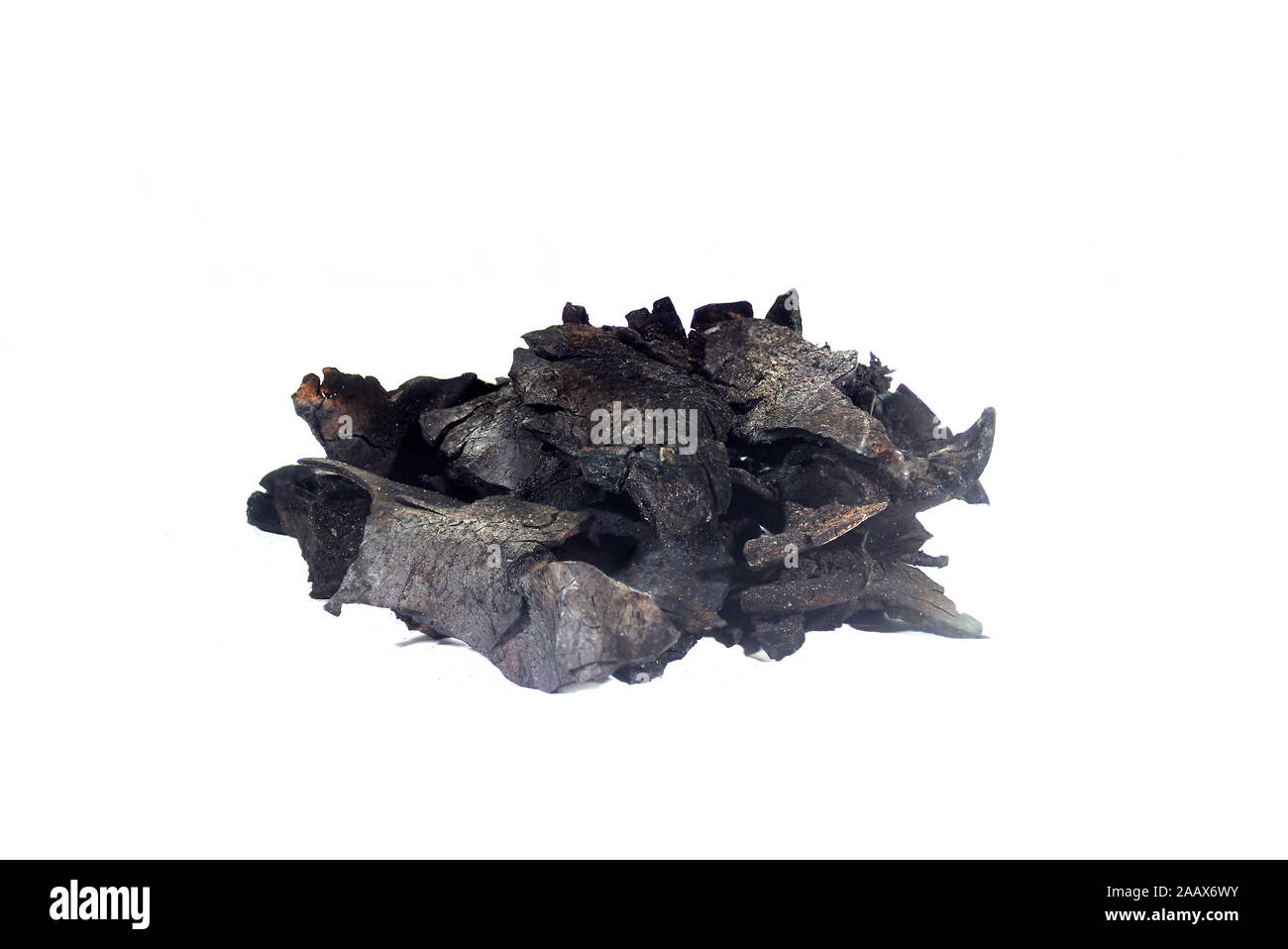 Coconut Shell Charcoal on white background.(with Clipping Path). Stock Photo