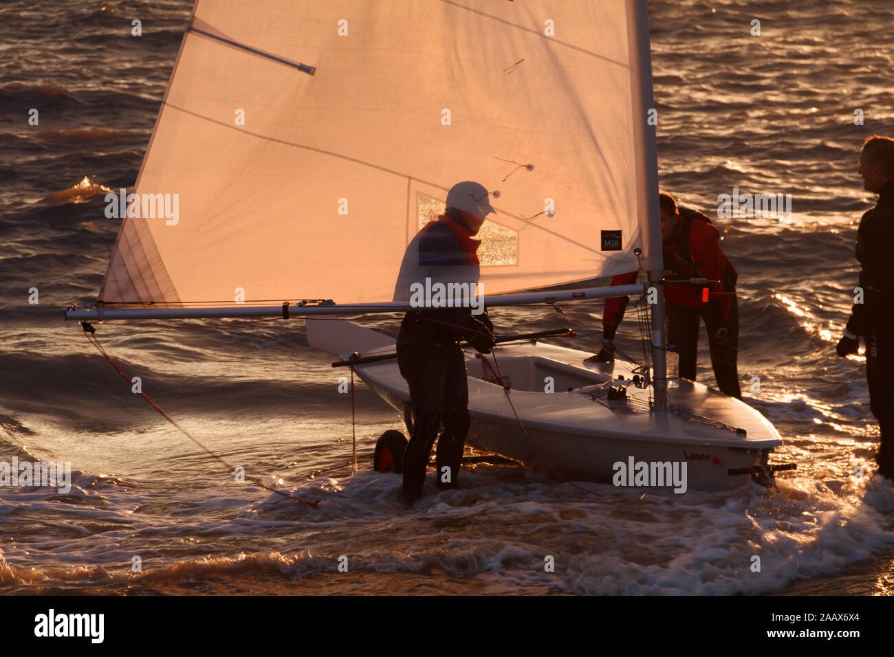 Sailing dinghy on the slipway at Clevedon Stock Photo Alamy