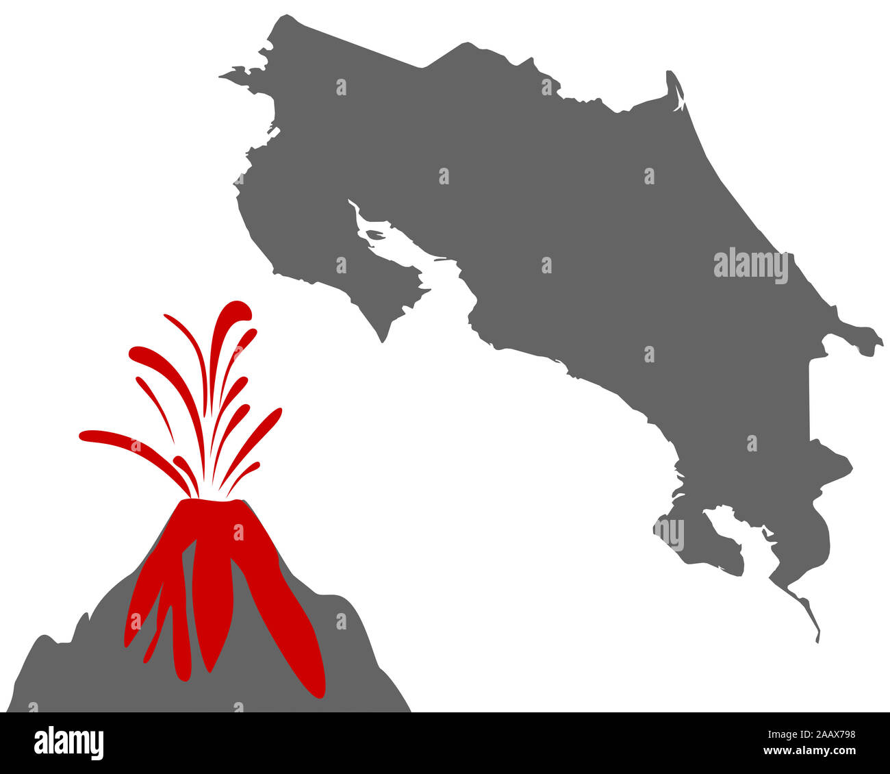 Map of Costa Rica with volcano Stock Photo Alamy