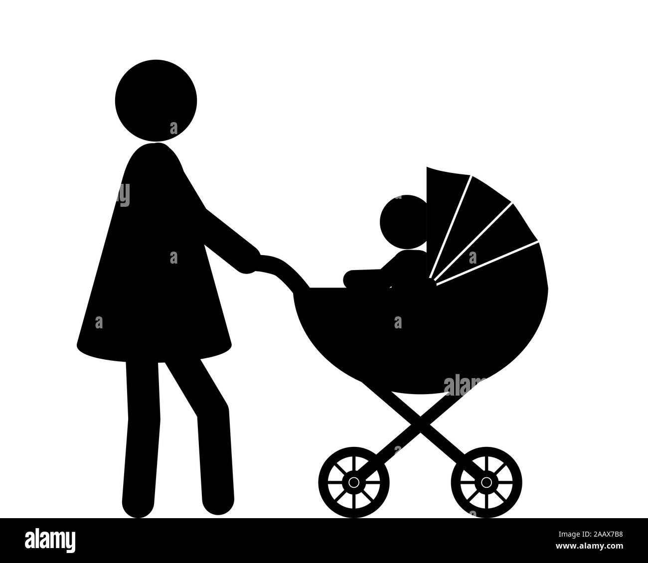 Woman and baby with baby carriage Stock Photo Alamy