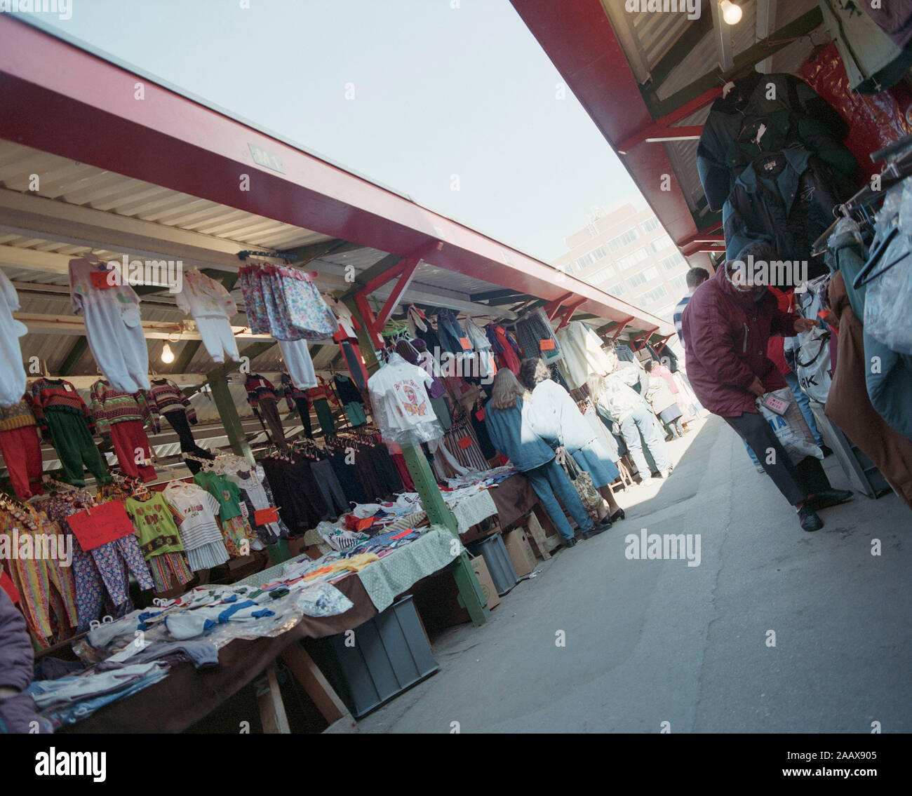 Shoppers in Wakefield market, in 1994, Northern England, UK Stock Photo