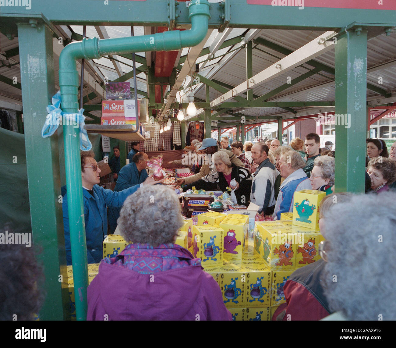 Shoppers in Wakefield market, in 1994, Northern England, UK Stock Photo Alamy