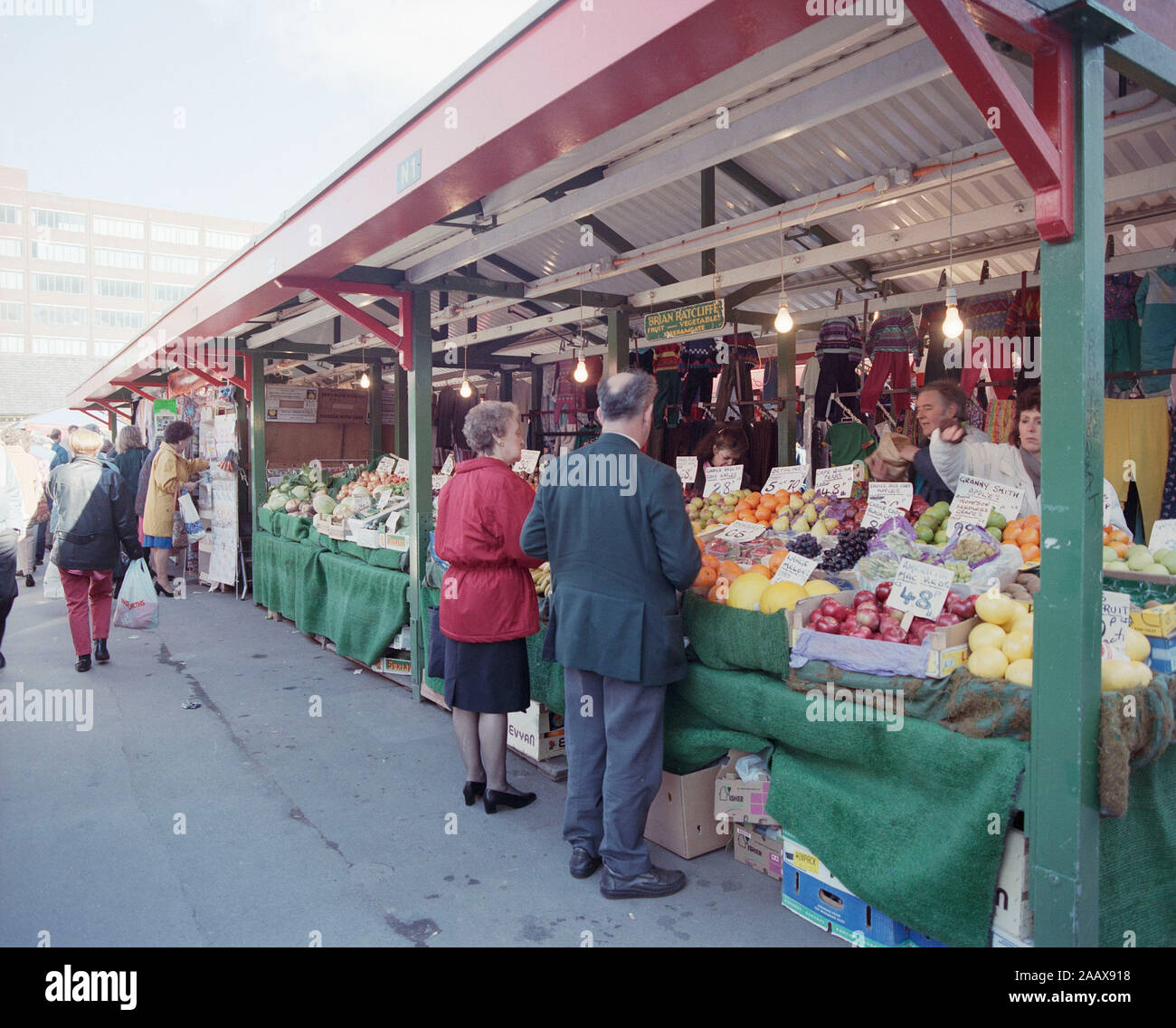 Shoppers in Wakefield market, in 1994, Northern England, UK Stock Photo