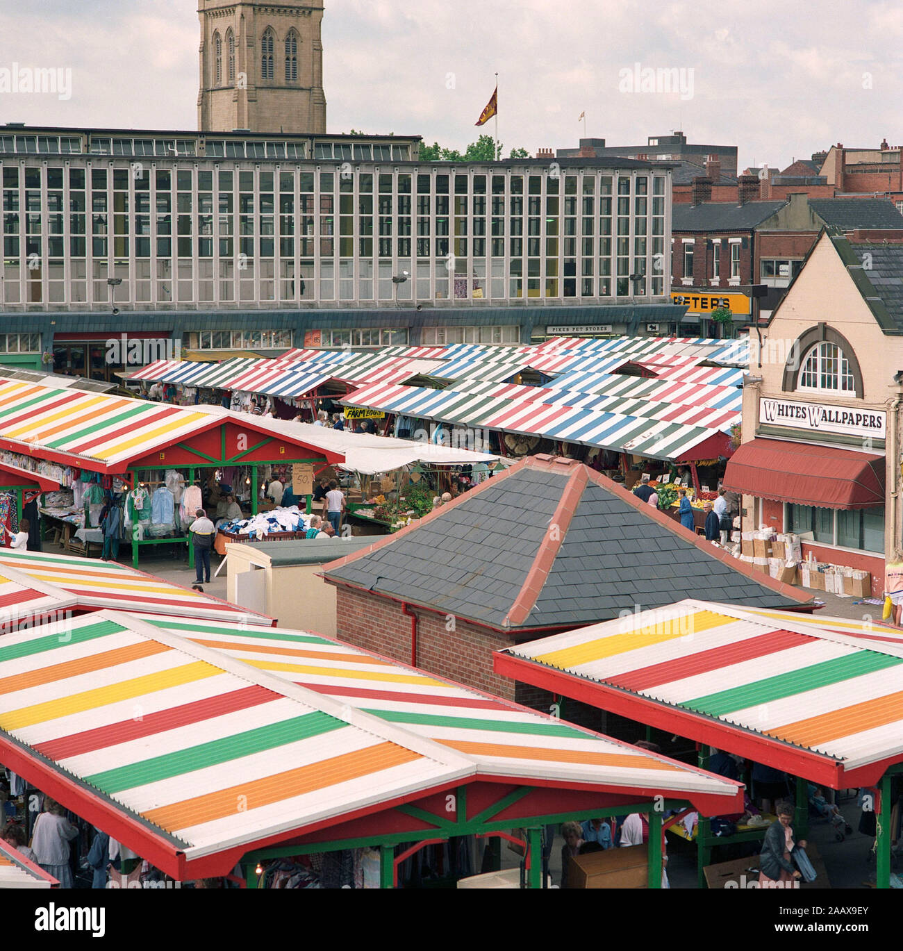 Market Day in Wakefield West Yorkshire, in 1988, Northern England, UK Stock Photo