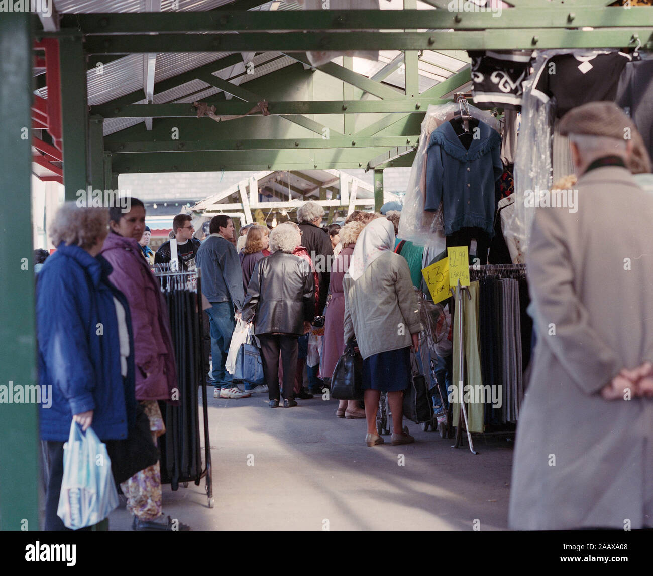 1994 Wakefield city centre market scenes, West Yorkshire, Northern England UK Stock Photo