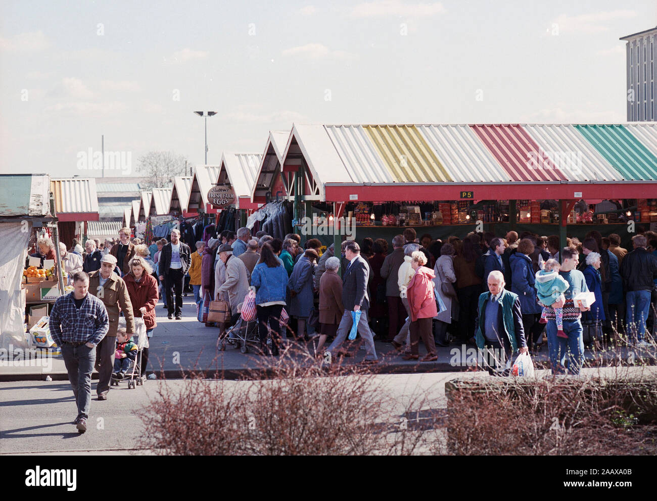 1994 Wakefield city centre market scenes, West Yorkshire, Northern England UK Stock Photo