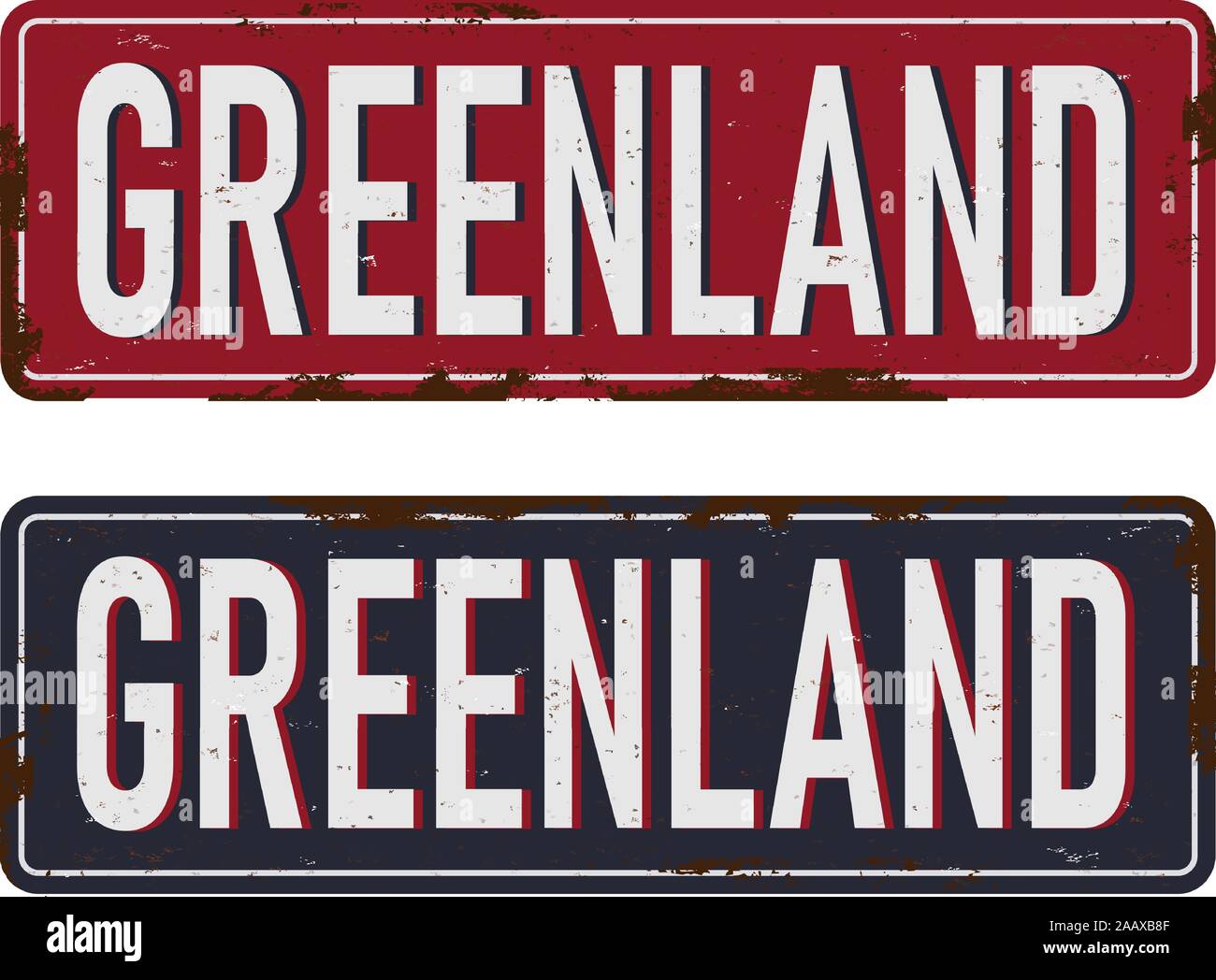 greenland rusted plates sign badge travel theme Stock Vector