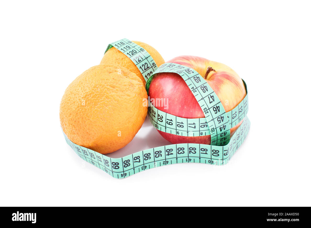 Diet, healthy eating, weight loss concept. Measuring tape wrapped