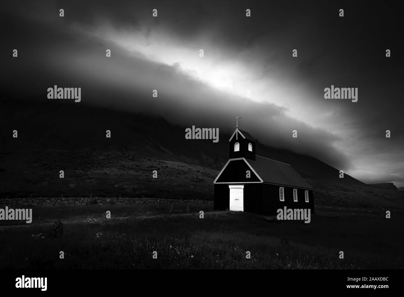 Old church country scene Black and White Stock Photos & Images - Alamy