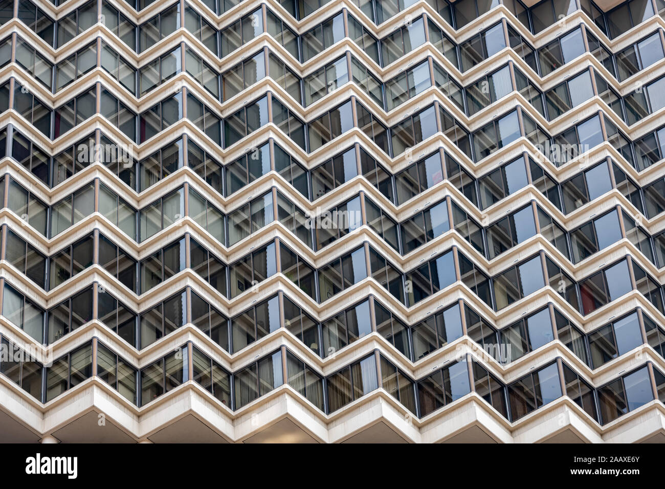Windows in Donald Reiff's mesmerising Rittenhouse Hotel design, zigzag across the page. Stock Photo