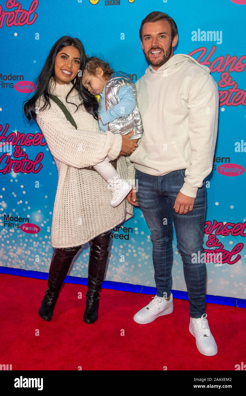London, UK. 24 November 2019. Cara Delahoyde & Nathan Massey attends the Cbeebies Christmas Show: Hansel & Gretel UK Premiere held at Cineworld, Leicester Square. Credit: Peter Manning/Alamy Live News Stock Photo