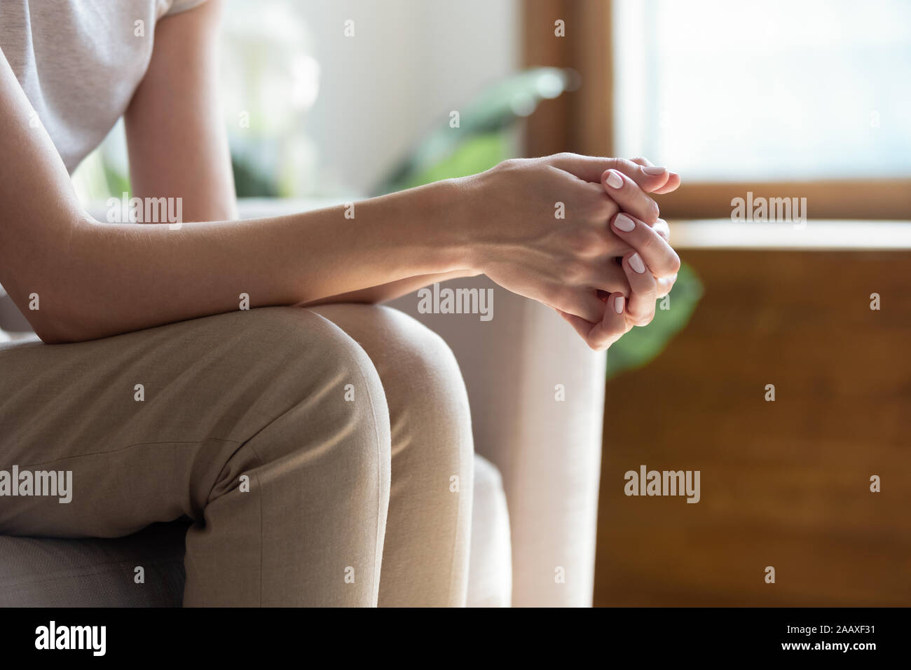 Hands Together On Knees Hi Res Stock Photography And Images Alamy