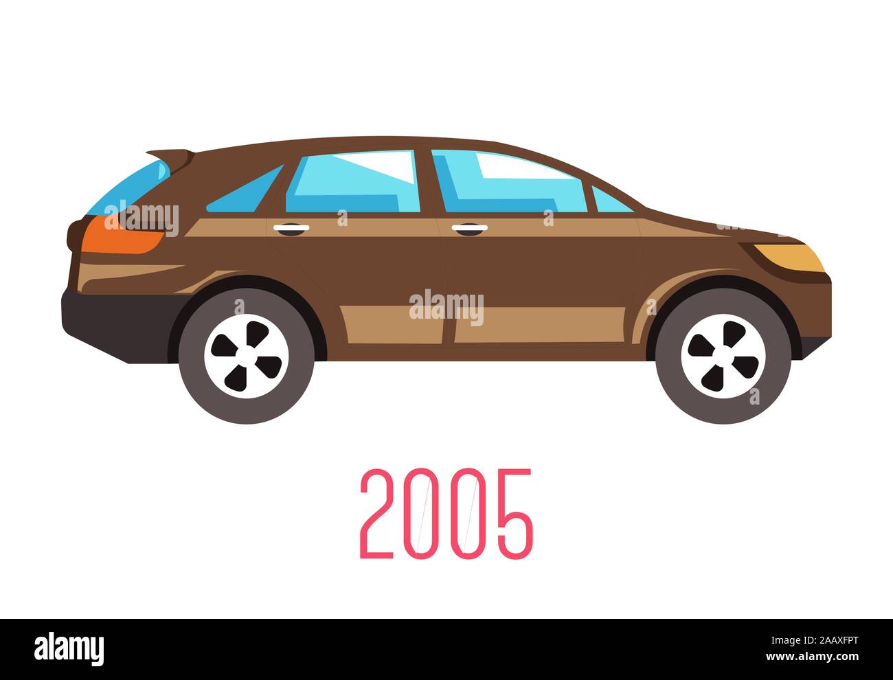 Hatchback car 2005 model isolated icon, vehicle Stock Vector