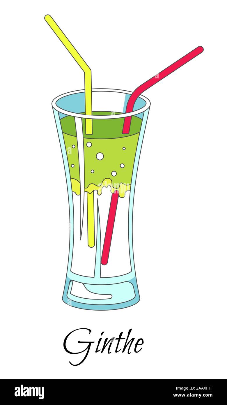 Gin and tonic cocktail isolated icon, bar menu Stock Vector