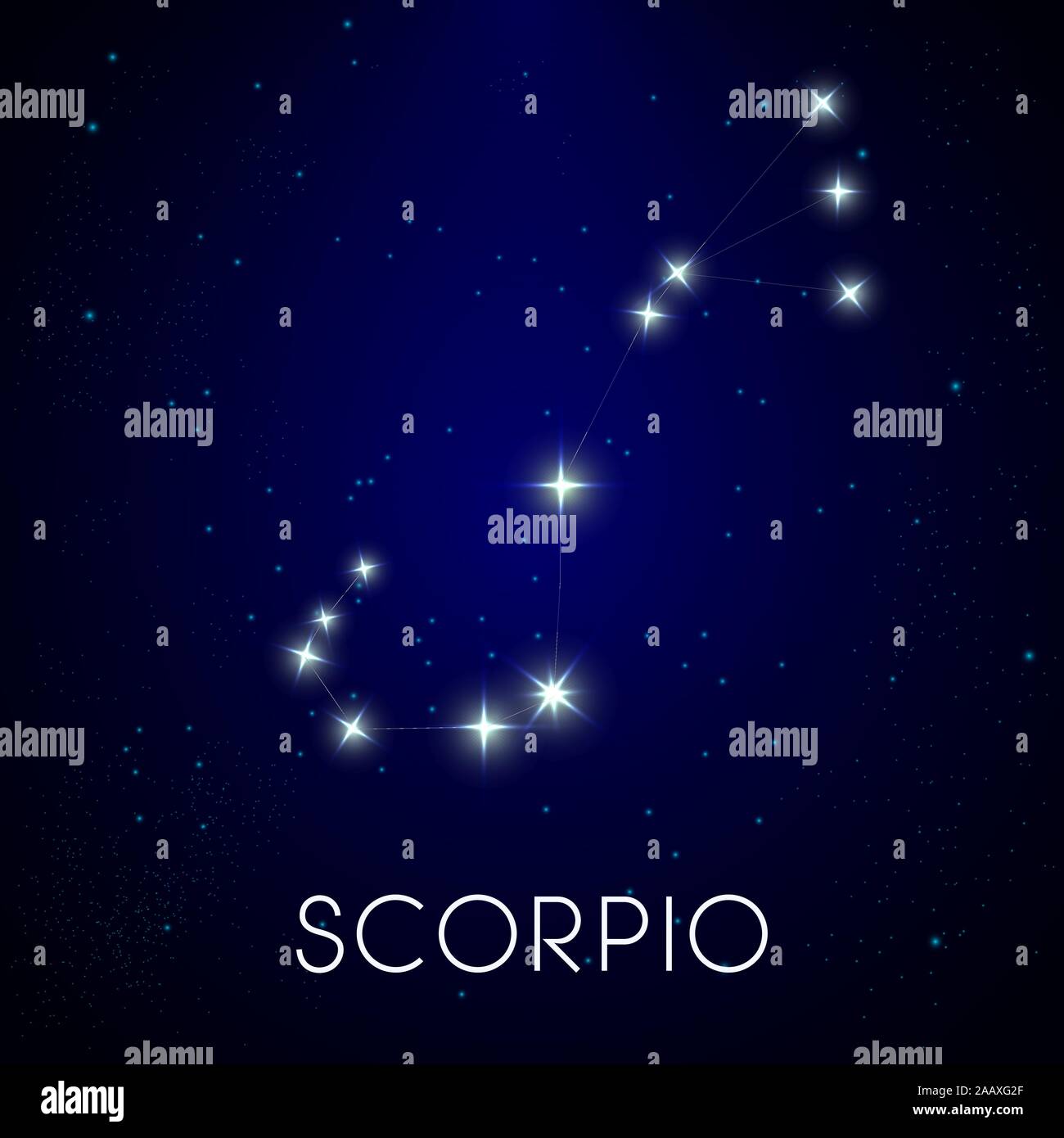 Zodiac constellation of Scorpio, astrological sign in night sky Stock Vector