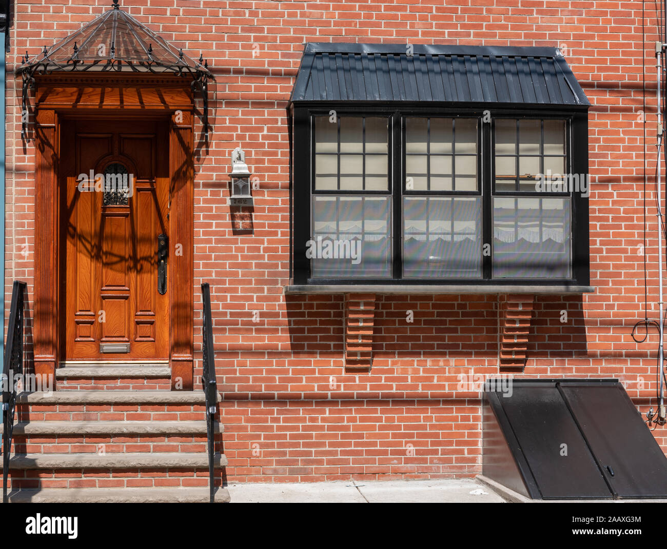 An ornate facade of a house in South 9th St Philadelphia. Stock Photo