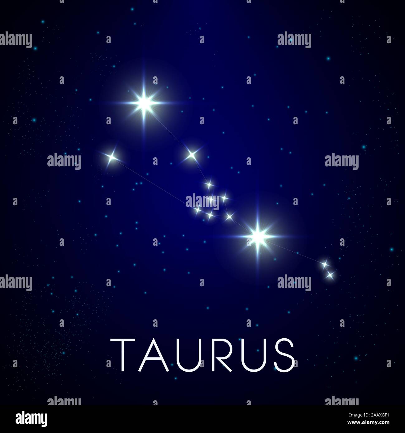 Zodiac constellation of Taurus in night sky, astrology and horoscope