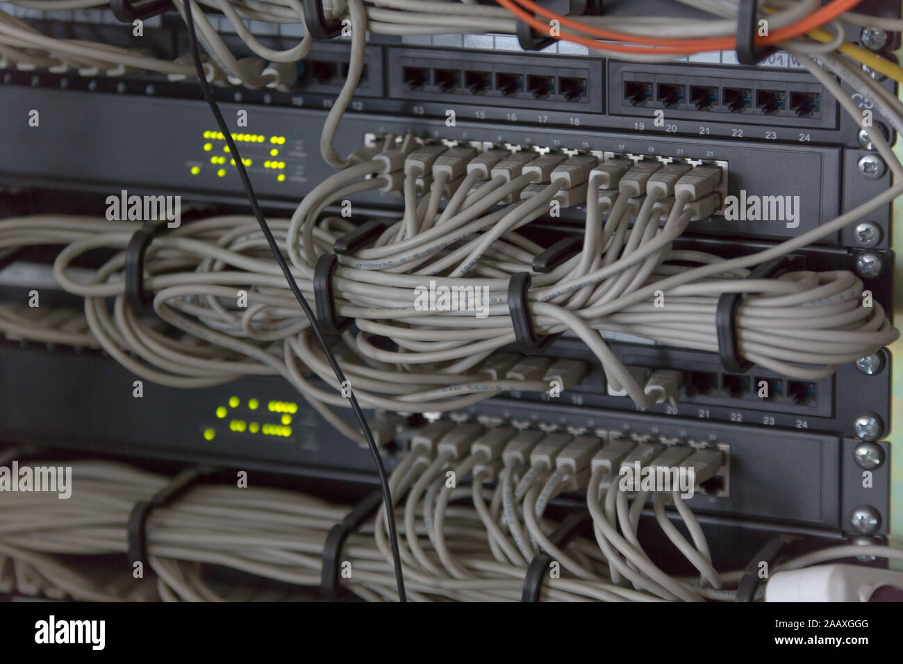 Rack Mounted Servers In A Server Room, close up Stock Photo - Alamy