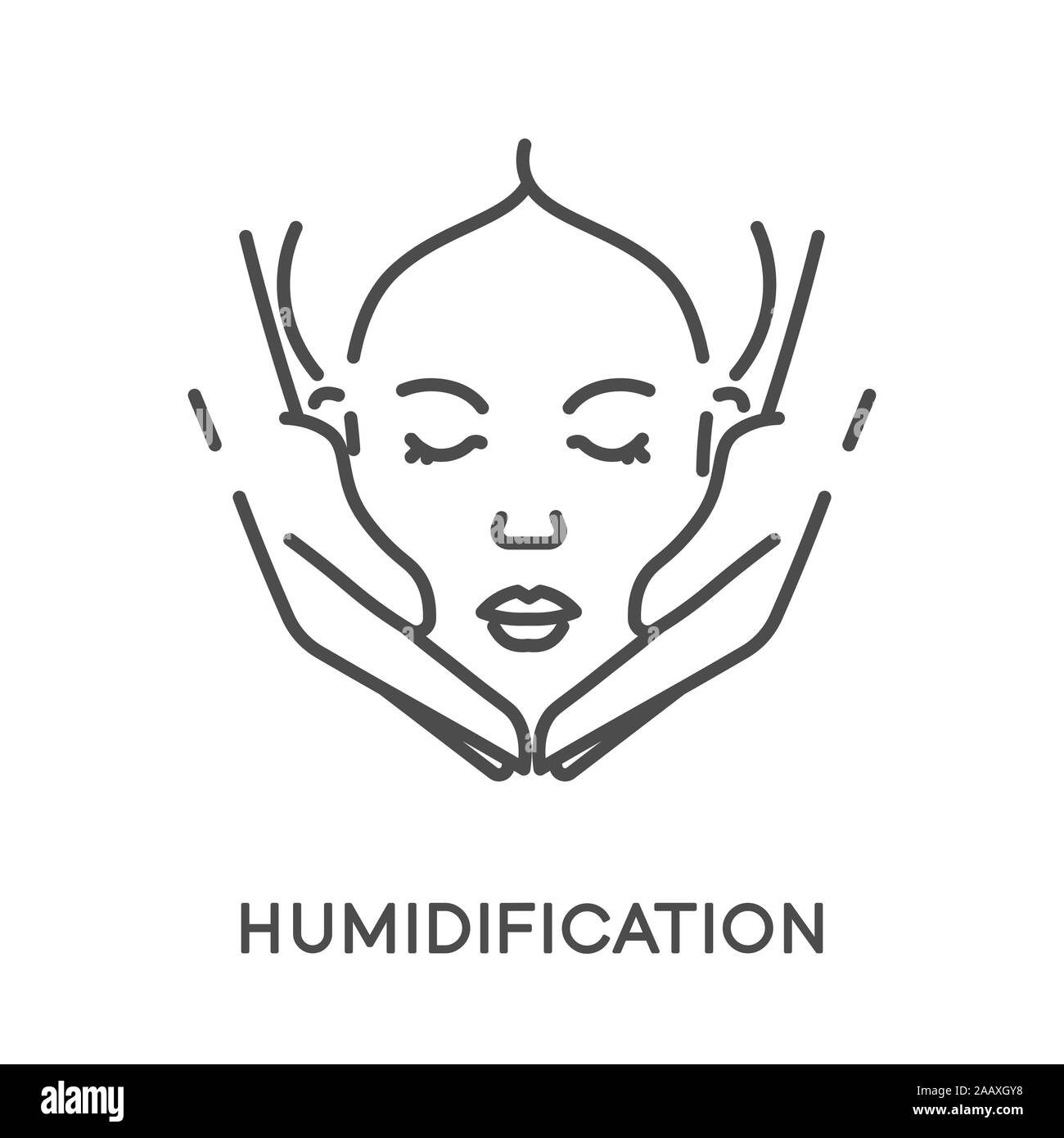 Moisturizing and humidification of female face isolated line icon Stock ...