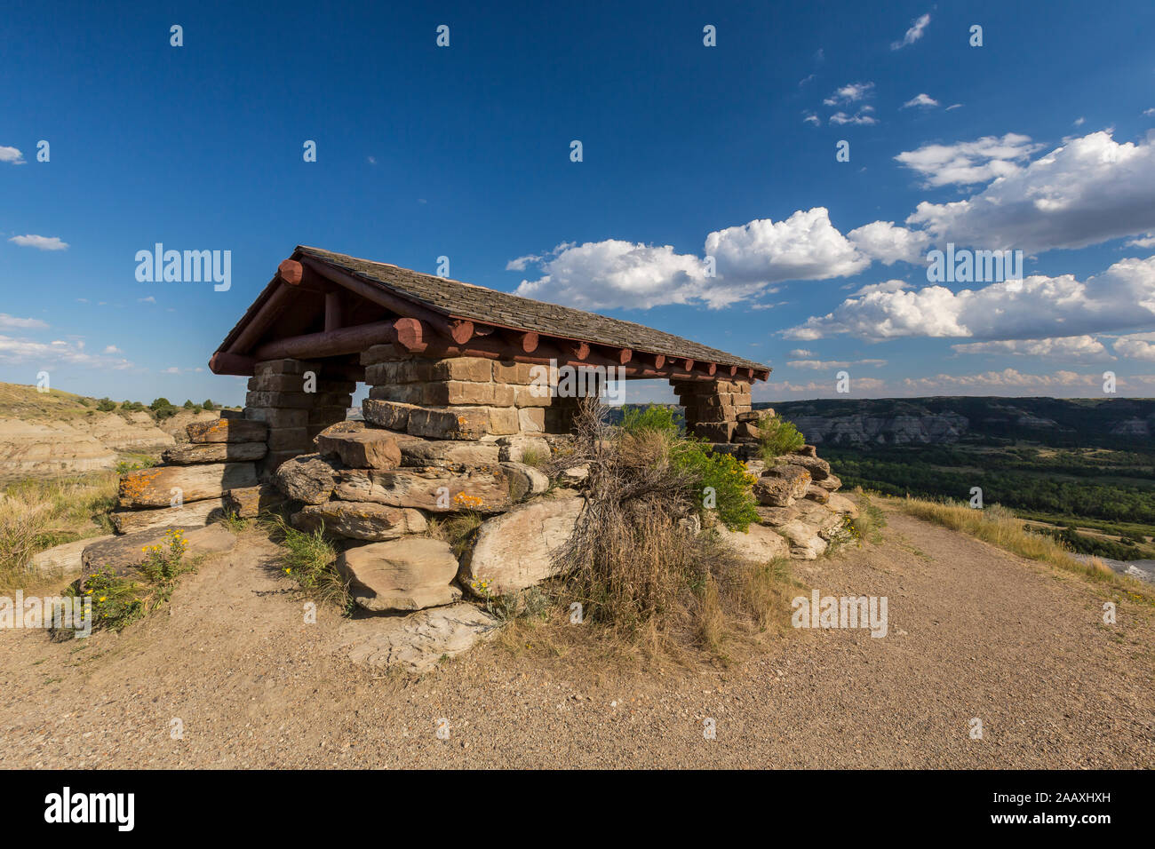 Park Shelter In The Badlands of North Dakota Stock Photo Alamy