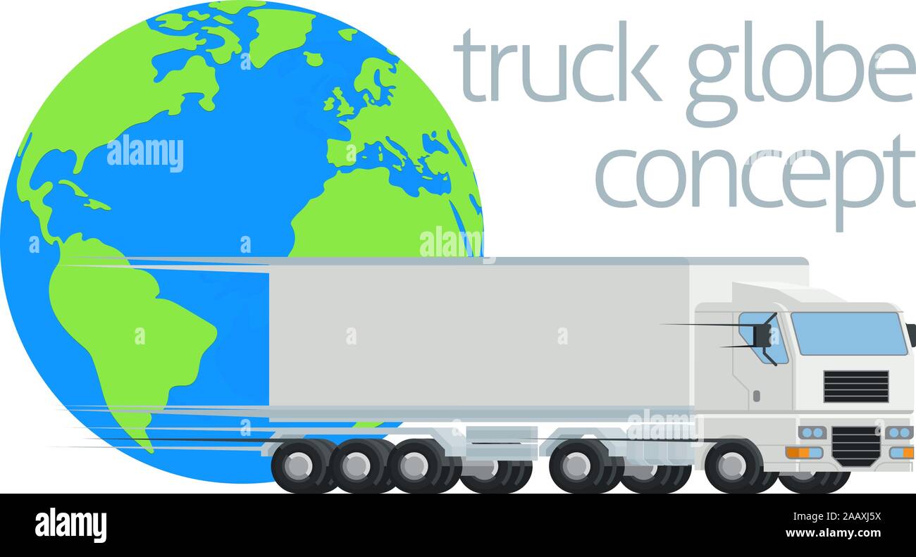 Logistics Globe Semi Truck Big Rig Concept Stock Vector