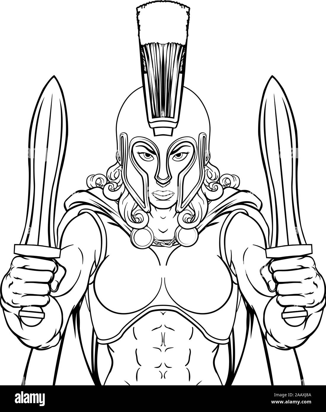 Spartan Trojan Female Warrior Gladiator Woman Stock Vector Image \u0026 Art -  Alamy, image size:1100x1390