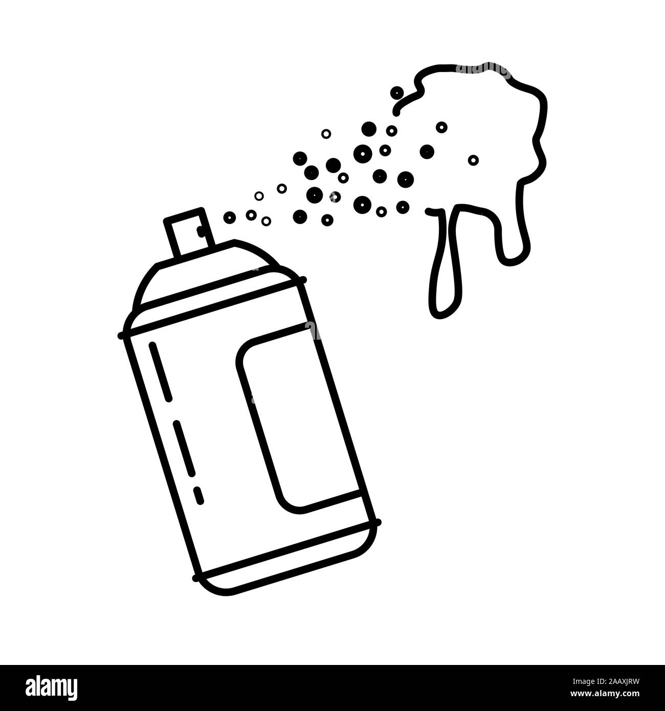 Spray bottle or paint can isolated line icon, graffiti drawing Stock Vector