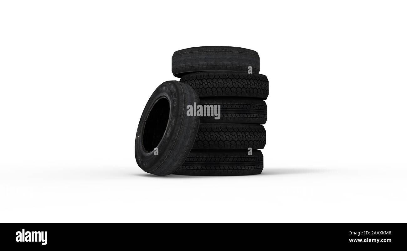Black Wheel isolated on white 3D Rendering Stock Photo - Alamy