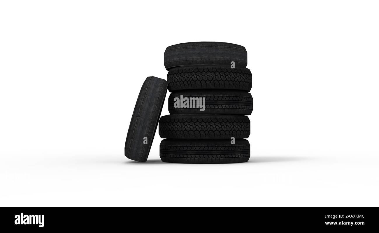 Black Wheel isolated on white 3D Rendering Stock Photo - Alamy
